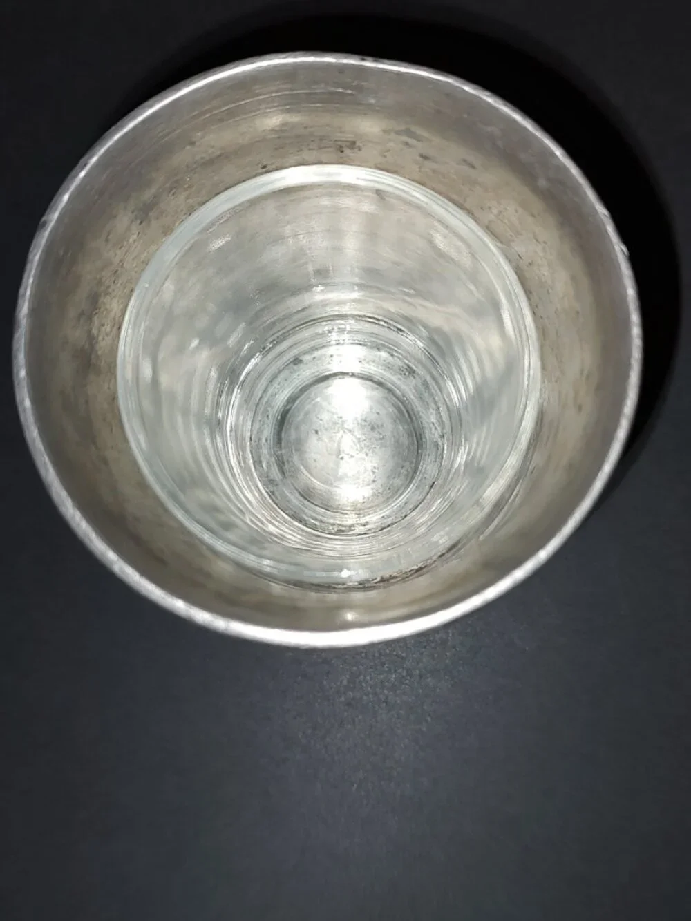 LABRAZEL SAN LORENZO PEWTER BRUSH HOLDER CUP WITH GLASS INSERT MADE IN ITALY